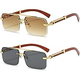 Gleyemor Mens Sunglasses Fashion Rimless Rectangle Sunglasses Square Frameless Sunglasses for Men