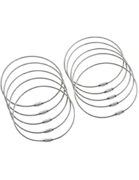 bayite BYT-WKC-054 10 Inch Stainless Steel Wire Keychains 2mm Cable Key Rings Heavy Duty Pack of 10