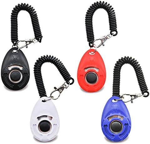 Dog Trainning Clicker with Wristband TOPFEE [2017 NEW UPGRADE Version] Pet Potty Trainning Guide with Wrist Strap (White Black Blue Red)