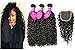 Water Wave Bundles with Closure 20 22 24+18 Unprocessed Brazilian Virgin Remy Human Hair 3 Bundles with Closure 4X4 Free Part Lace Natural with Baby Hair for Women 150% Density Wet and Wavy Human Hair