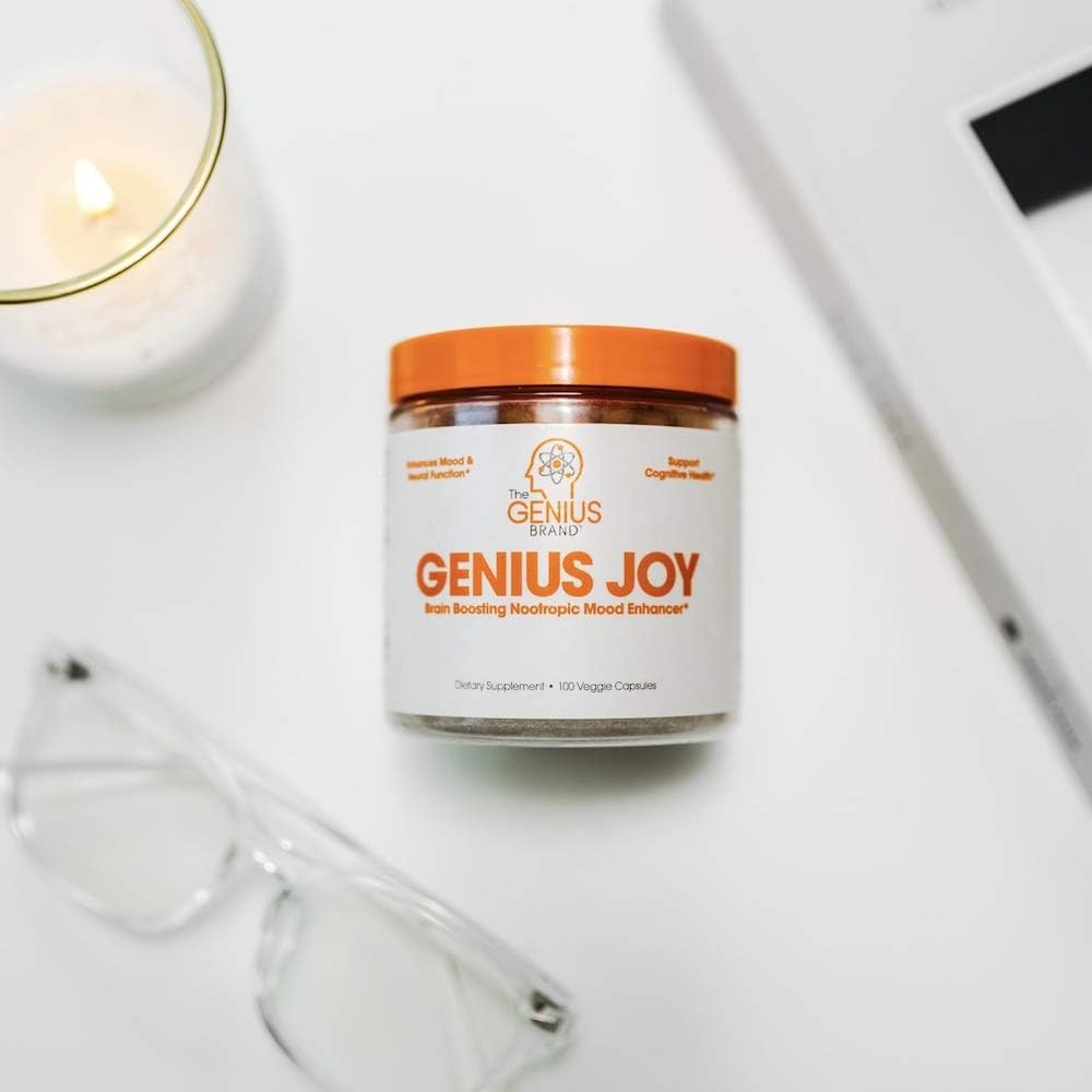 Genius Joy - Serotonin Mood Booster for Anxiety Relief, Wellness & Brain Support, Nootropic Dopamine Stack w/Sam-e, Panax Ginseng & L-Theanine – Natural Anti Stress & Herbal Calm, 100 veggie pills: Health & Personal Care