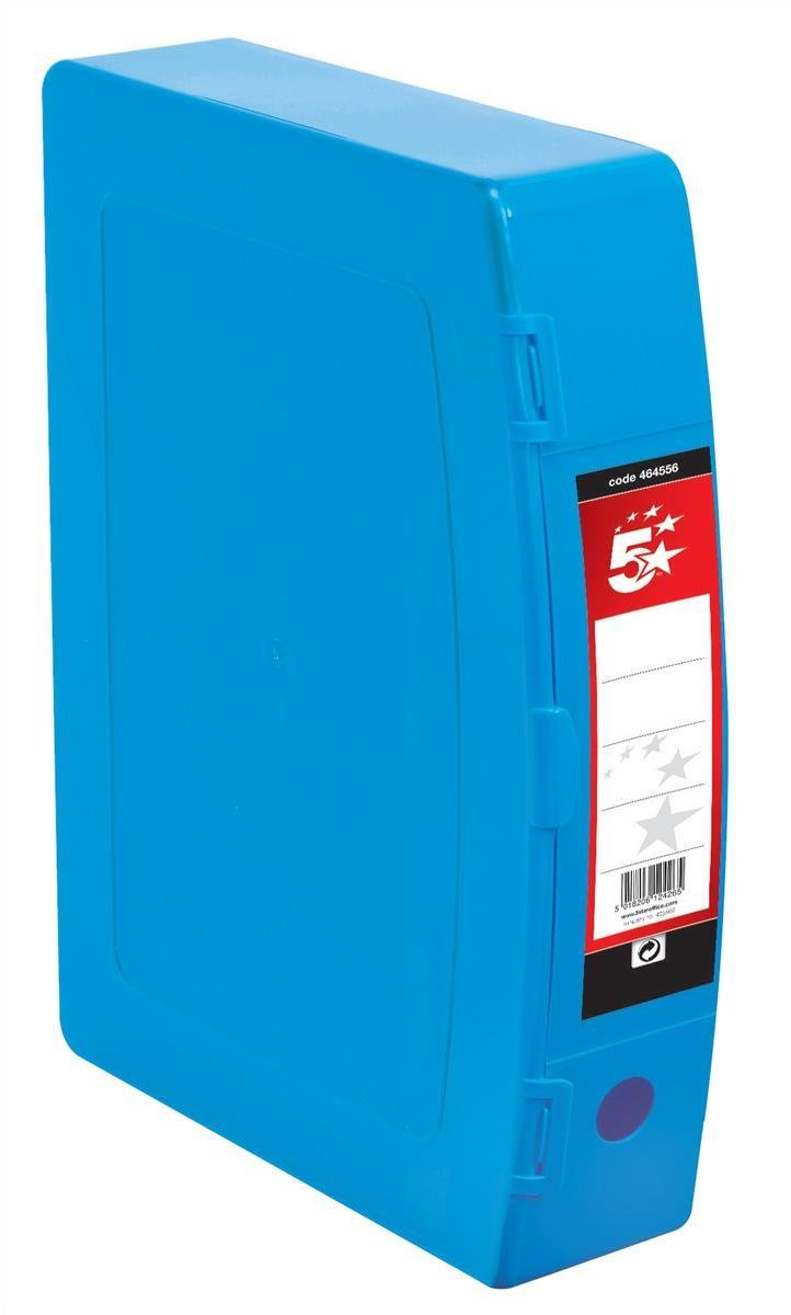 5 Star Premier Box File Polypropylene with Twin Clip Lock Foolscap Blue