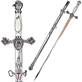 Munetoshi Masonic Knights Templar Ceremonial Sword Chrome Fittings Red Crosses 27"/29"/31"