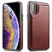 Hoofur Slim Fit Premium Leather Compatible with iPhone Xs Max Wallet Case Card Slots Shockproof Folio Flip Protective Shell Compatible with iPhone Xs Plus (6.5 inch) 2018 (Brown)