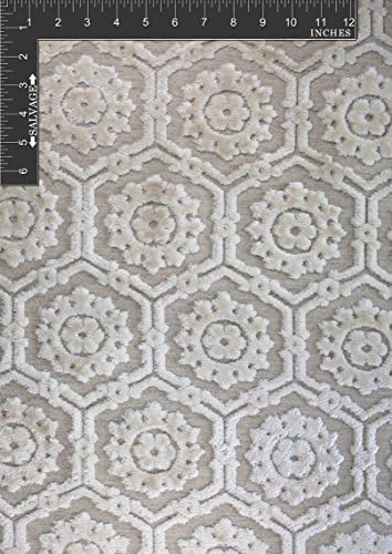 Floral Beehive Polyester Viscose Blend Velvet Burnout Designer Tiled Fabric by the Yard