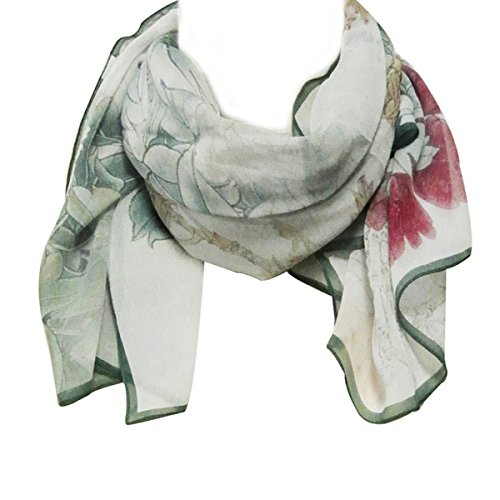 Wrapables 100% Mulberry Silk Floral Painting Square Scarf, Peony Garden