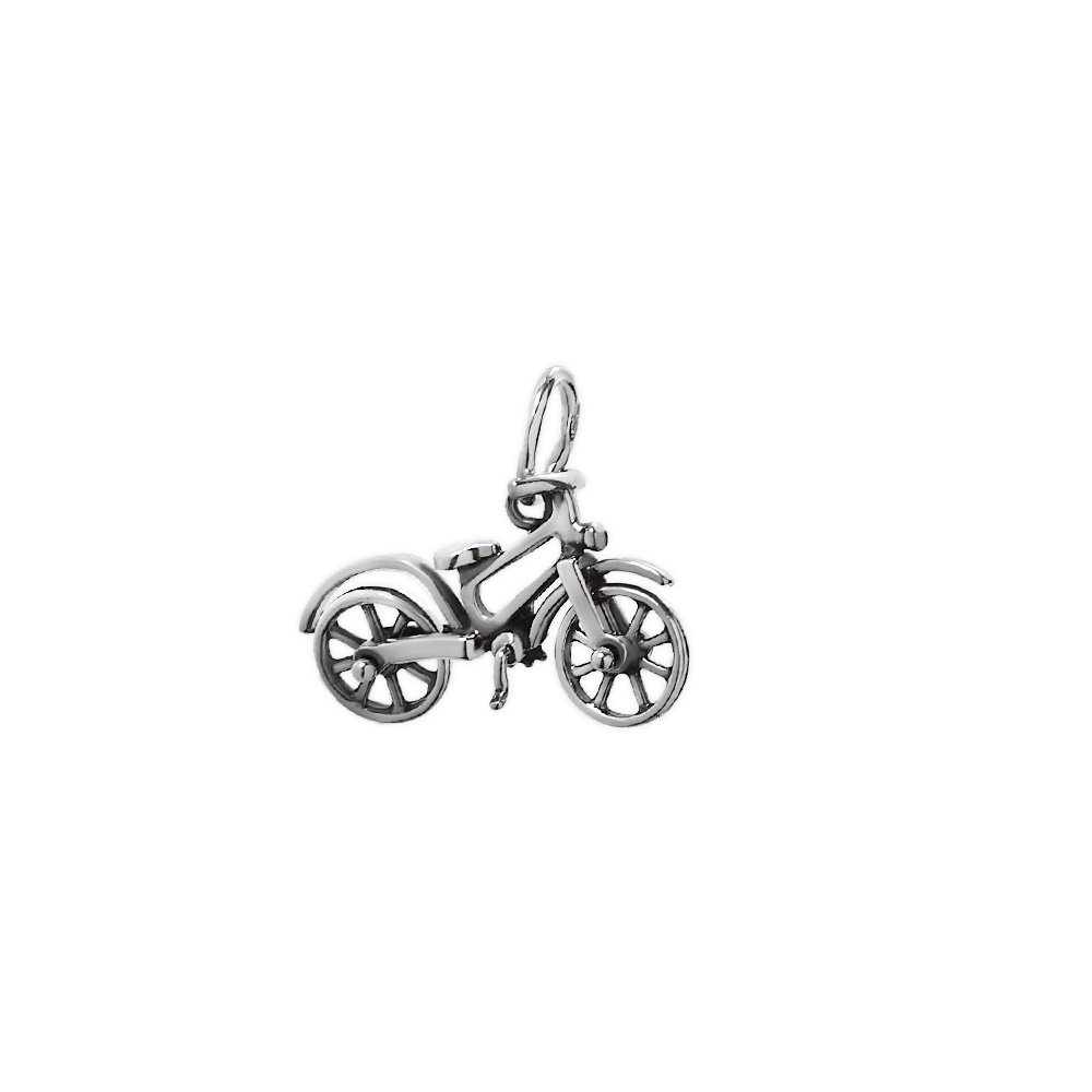 NKlaus Silver 925 sterling silver chain pendant orthodox moped bike with rotating wheels 6314