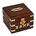 Treasure Chest Piggy Bank Wooden Safe Money Box Savings Banks for Kids & Adults, 4 Inches