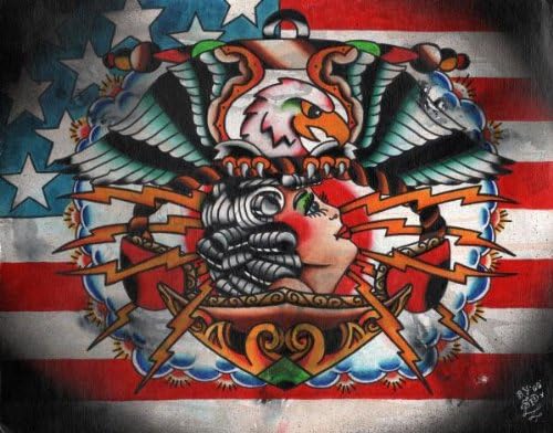 American Beauty by Sid Stankovits Military Flag Eagle Tattoo Canvas Art Print