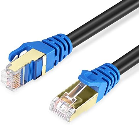 Outdoor Cat7 Ethernet Cable 5M,YLJYTK 26AWG Lan Network Cable RJ45 Gold Plated Heavy Duty Double Shielded Waterproof Direct Burial Internet Cable.(15FT)