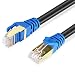 Cat 7 Ethernet Cable 40 FT,YLJYTK Outdoor Cat7 LAN RJ45 Network Cable Cord 10Gbps 600MHz LAN Wire Cable Switch, Router, Modem, Patch Panel, PC, POE and More (Round,Black,12M)