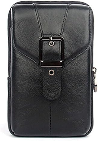KUAISUF Genuine Leather Men Waist Packs With Head Layer Of Cowhide Mobile Phone Bags For Men Waist Bags Big black