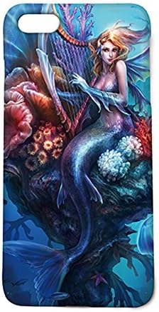 Mermaid Playing Harp On Coral Reef Pattern Iphone 6 Plus Case, Mystery Aquamarine Design Iphone 6Plus 5.5Inch Protective Phone Cover