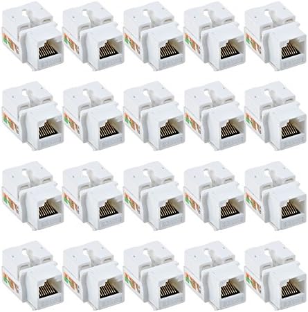 Flashmen 20 Pack Cat6 RJ45 Keystone Jack with Keystone Punch-Down Stand for Cat 5 Cat5e Cable