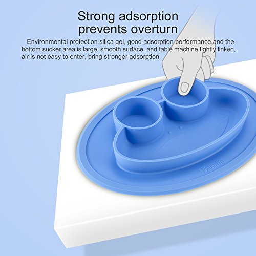 Baifuifu Baby Placemat Frog Round Silicone Suction Feeding Plate for Children,Toddlers, Babies Highchair Feeding Tray Table, Restaurant with Built in Plates and Bowl