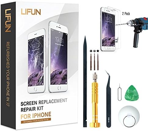 Screen Replacement for iPhone 7 in White 4.7'',Including All Tools,Instruction,2 Screen Protectors, Repair Kit With Digitizer LCD Touch Screen Frame Assembly (White, iPhone 7, 4.7inch)