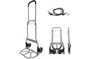 DrTakepeak Folding Hand Truck 165lbs Portable Metal Heavy Duty Hand Cart with Foldable Handle Easy to Operate Two-Wheel Slient Caster Multipurpose Dolly for Home, Auto, Office, Travel Use
