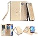 TabPow Galaxy J7 Case, 10 Card Slot - ID Slot, Wallet Folio PU Leather Case Cover with Detachable Magnetic Hard Case for Samsung Galaxy J7 J700 (2015) - Glitter Gold