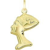 Jewelry America 14k Yellow Gold Head of Egyptian Queen Nefertiti Pendant (1.25")