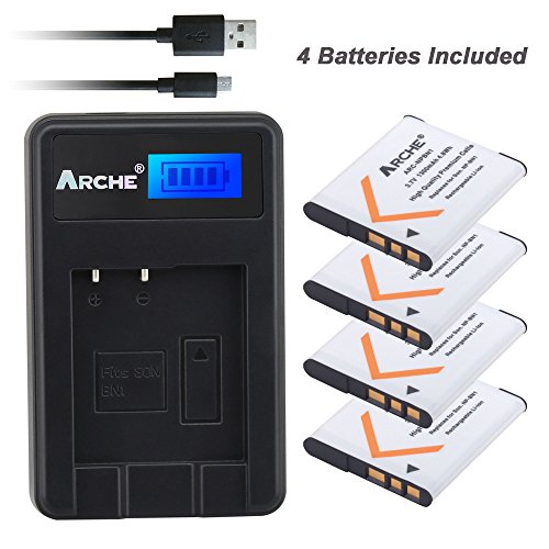 ARCHE NP-BN1 NPBN1 BC-CSN  Battery and LCD Single Charger for [Sony Cyber-shot DSC-WX100 DSC-WX150 DSC-WX200 DSC-WX220 DSC-WX30 DSC-WX5 DSC-WX50 DSC-WX60 DSC-WX7 DSC-WX70 DSC-WX80 DSC-WX9]