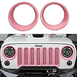 Opar Pink Headlight Bezels Headlight Cover Trim for 2007-2018 Jeep Wrangler JK & Wrangler Unlimited