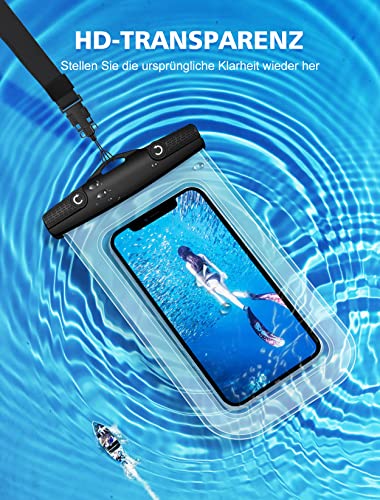 Mohard wasserdichte Handyhülle, Unterwasser IPX8 Wasserfeste Handytasche mit Umhängeband für Schwimmen & Tauchen, Waterproof Phone Case Kompatibel mit iPhone 15/14/13/12, Galaxy bis zu 7\