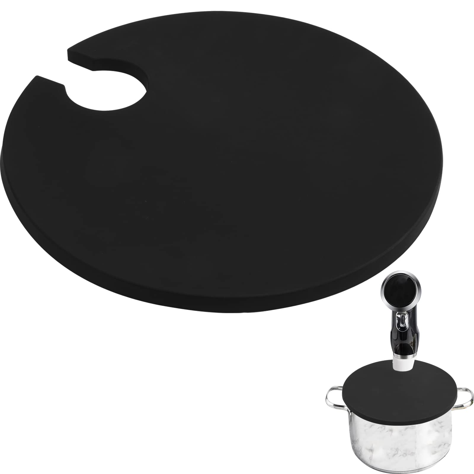 Sous and Vide Lid Cooking Sous and Vide Cooker Fits Up to 10.5" Pot, Prevent Water Evaporation and Retain Flavor for Stock (Black)