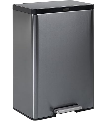 Rubbermaid 2.6-Gallon Charcoal Stainless Steel Wastebasket, Slim Space
