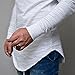 Pxmoda Men's Long Sleeve Hipster Hip Hop Basic Curved Hem T Shirt (XL, White)