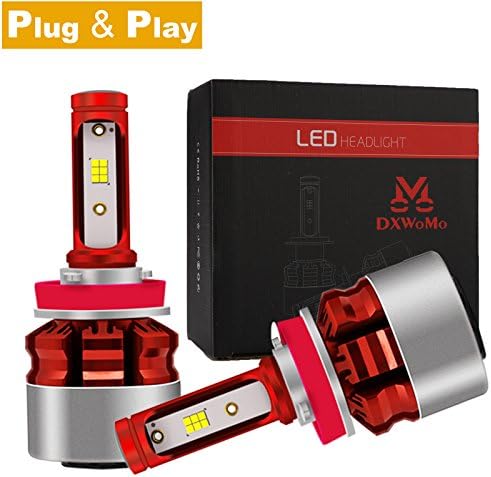 DXWoMo H11 (H8, H9) LED Headlight Bulbs All-in-One Conversion Kit, 8000 Lumens 6000K Cool White, 2 Year Warranty