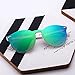 Mirrored Rimless Sunglasses Reflective One Piece Round Eyeglasses for Women Men 2 Pack (Green & Pink)