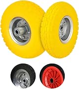 BARGAINS-GALORE 10/14 inch Pneumatic Sack Truck Wheel Set Yellow Red Black TYRES view 1
