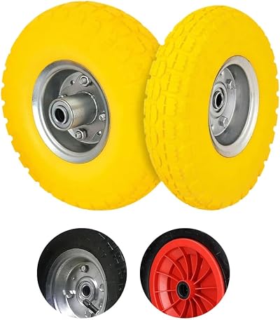 BARGAINS-GALORE 10/14 inch Pneumatic Sack Truck Wheel Set Yellow Red Black TYRES