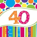 Creative Converting 18 Count Bright and Bold 40th Birthday Lunch Napkins