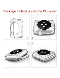 Apple Smart aleación de acero reloj de piel Band, piel sintético carcasa de protección Esponja con integrado de lazo magnética Bumper Case Compatible para Apple todos los series Reloj, 38 mm, Rojo
