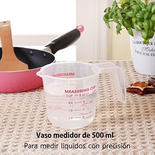 8 Cucharas Medidoras y Tazas Medidoras,Herramientas de Medición de Cocina Apilables con Mango de Acero Inoxidable,Tazas Medidoras de Cocina para Medir Líquidos y Los Ingredientes