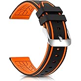 Narako Silicone Watch Bands Divers Model Replacement Rubber Watch Strap 20mm 22mm 24mm 26mm Waterproof Line Bicolor Silver Buckle for Men and Women Sport