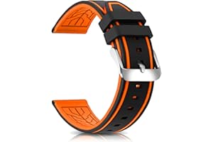 Narako Silicone Watch Bands Divers Model Replacement Rubber Watch Strap 20mm 22mm 24mm 26mm Waterproof Line Bicolor Silver Buckle for Men and Women Sport