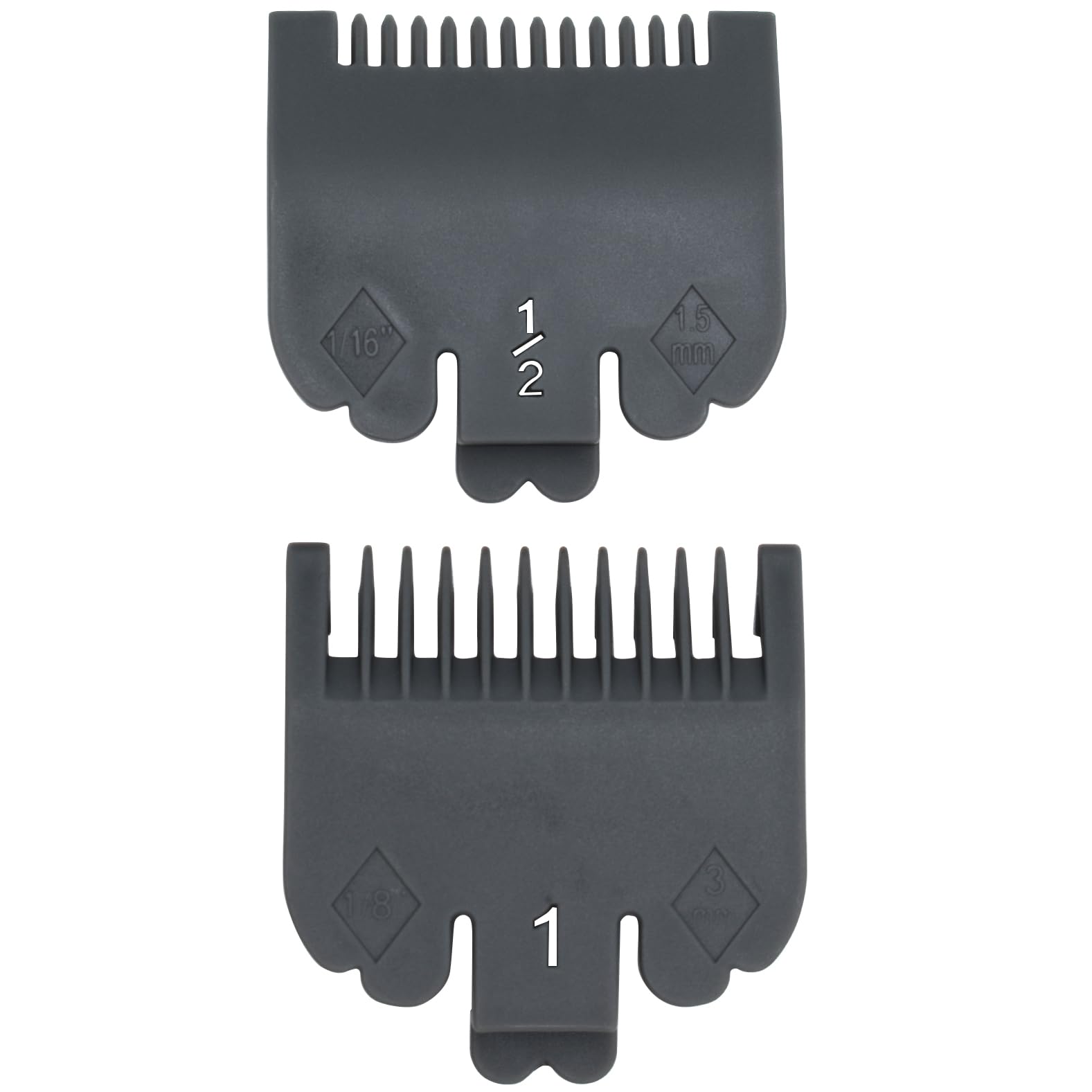 2 Pieces Professional Hair Clipper Guard Guide Attachment Combs, 1.5mm, 3mm, 1/16", 1/8", Compatible with Wahl Standard Full-Sized 8148 1919 8504 Magic Clip Hair Clippers (Gray)