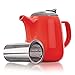 Tealyra - Daze Ceramic Large Teapot Red - 47-ounce (6-7 cups) - With Stainless Steel Lid Extra-Fine Infuser for Loose Leaf Tea - 1400ml