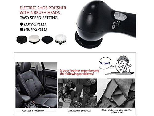 Handheld Electric Shoe Polisher Shoes Scrubber Portable Shoe Cleaning Brush Kit for Leather Shoes with 4 Interchangeable Heads by ShopIdea