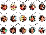 15 ELENA OF AVALOR Flat Bottle Cap Necklaces for Birthday, Party Favors, Bag Fillers