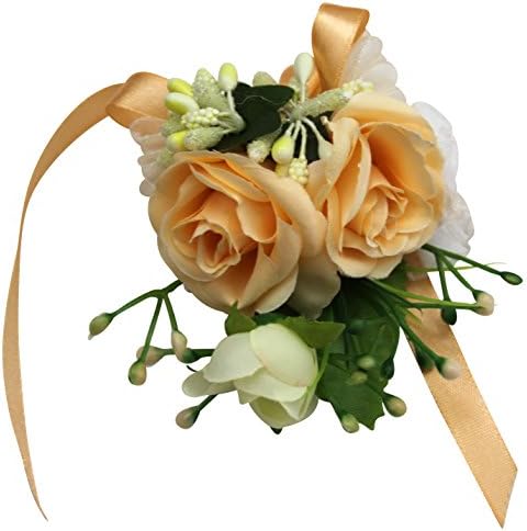 Girls, Women Corsage & Boutonniere, Set for Wedding, Graduation, Party, Dance,Bridesmaids & Prom Night, Includes Free Gift by Adorable Us B071LG8T (Multi Pale Peach)