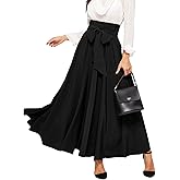 SweatyRocks Women's Elegant High Waist Skirt Tie Front Pleated Maxi Skirts