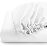 KI LINEN Egyptian Cotton Fitted Sheet Twin XL Size 16 Inch Deep - White | Silky Smooth Sateen Weave, Luxury Hotel Quality, Breathable Naturally Cooling &amp; Durable,360&deg; All-Around Elastic for snug fit.