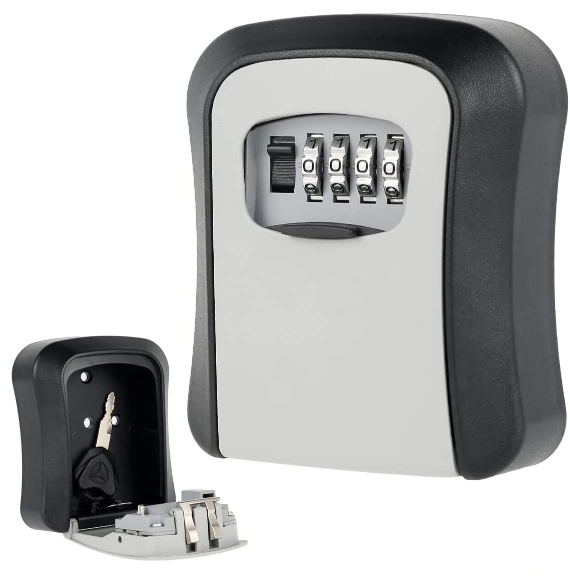 Muross Key Safe Box Code Lock-Storage Key Box Outdoor Wall Mounted Security Password Key Box 4 Combination Code Key Storage Lock Box(grey)