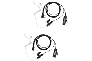 KCTIN Hight Quality Headsets for Baofeng Walkie Talkies with Mic 2 Pin Acoustic Tube Headset Compatible for Reteivs Kenwood (2 Packs)