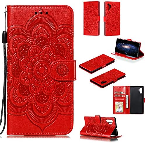 nincyee Wallet Case for Samsung Galaxy Note 10+,Vintage Butterfly Rhombus Mandala Embossing Pattern Premium Leather Flip Cover for Samsung Galaxy Note 10 Plus
