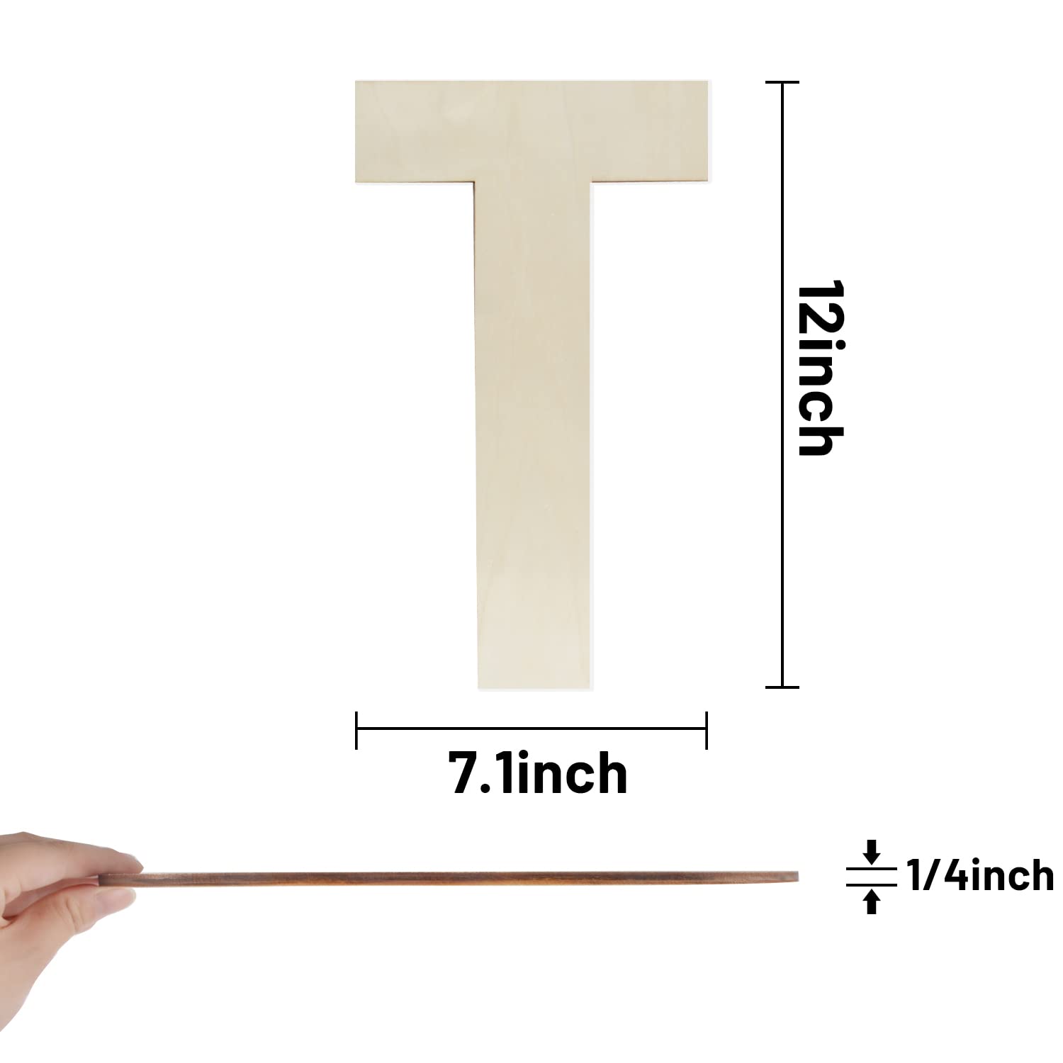 Wooden Letters 12 Inch, Big Wooden Letter T Shapes Cutouts Blank Unfinished Large Wood Alphabet Letters for DIY Crafts Wall Decor Painting Wedding Birthday Party Decoration Room Home Decorations