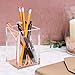 Juvale Acrylic Pen Holder, Crystal Clear Pencil Cup Desktop Organizer for Office Desk, Makeup Brush, Bathroom, Modern & Stylish Design, 3.1 x 4.5 x 3.1